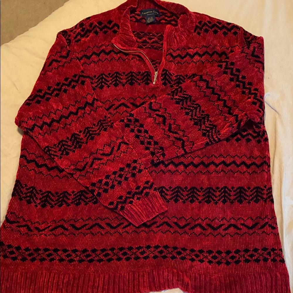 Charter Club Size 3x Red and Black Patterned Sweater
